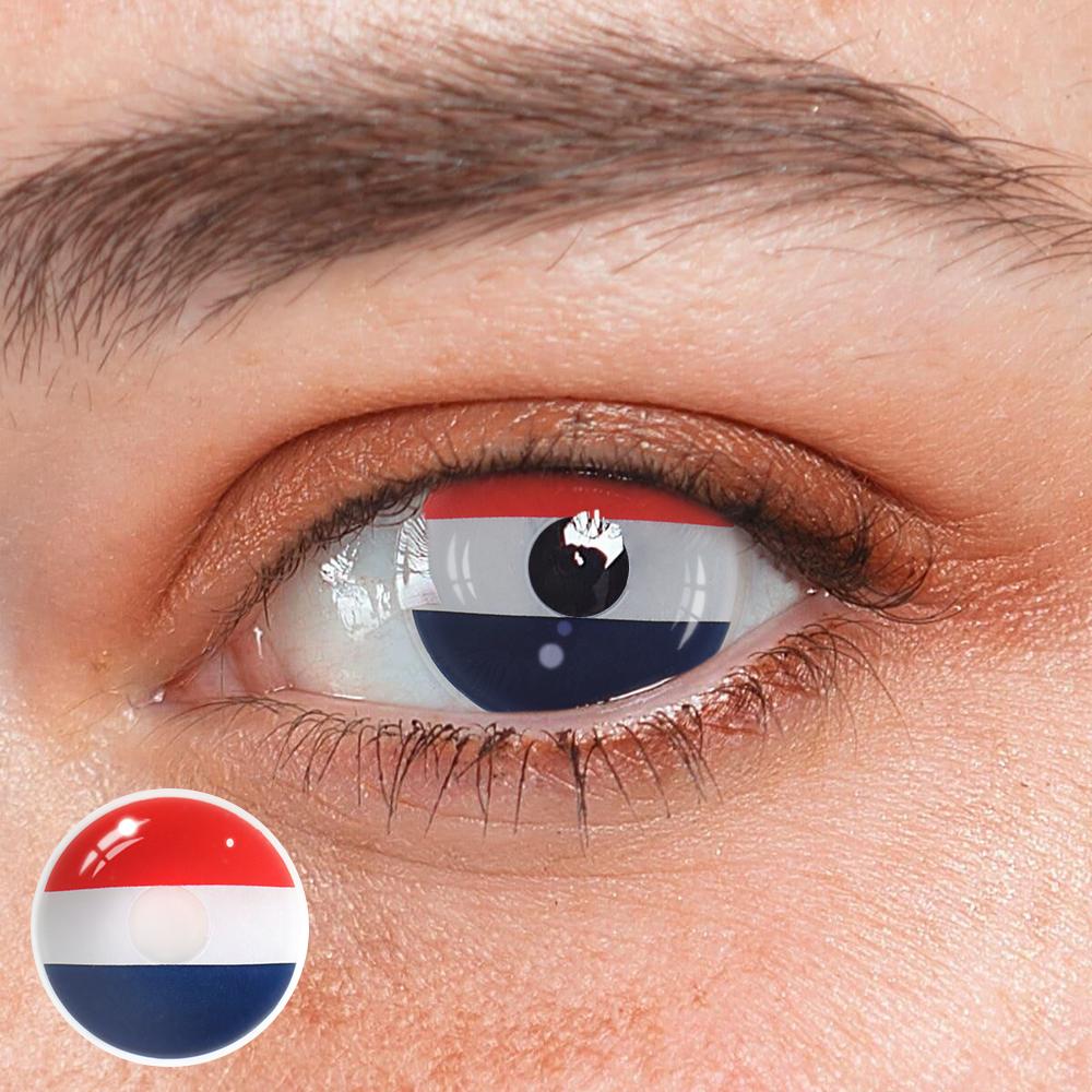 Cosplay France Flag Blue Colored Contact Lenses - Feixum