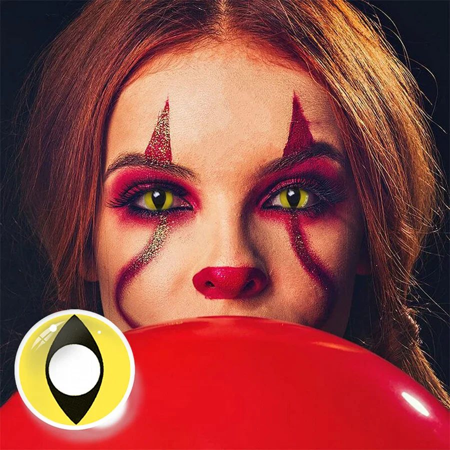 Halloween cat eye yellow Prescription Colored Contact Lenses - Feixum