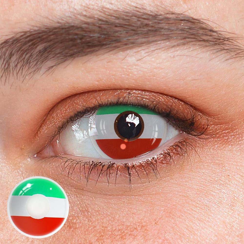 Cosplay Italian Flag Green Colored Contact Lenses - Feixum