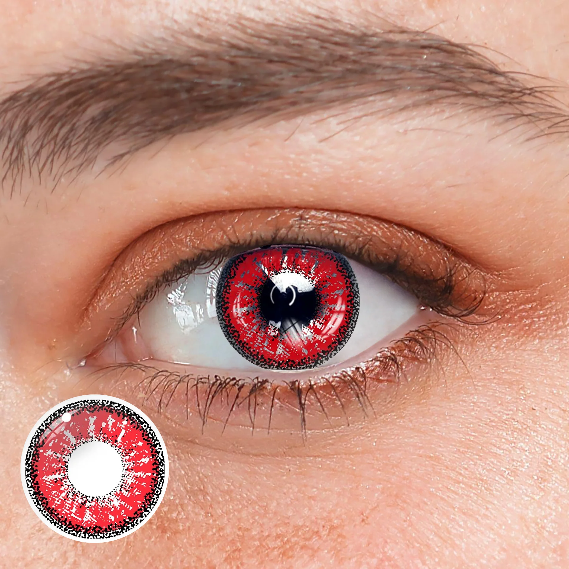 Cosplay ICE Red Prescription Colored Contact Lenses - Feixum