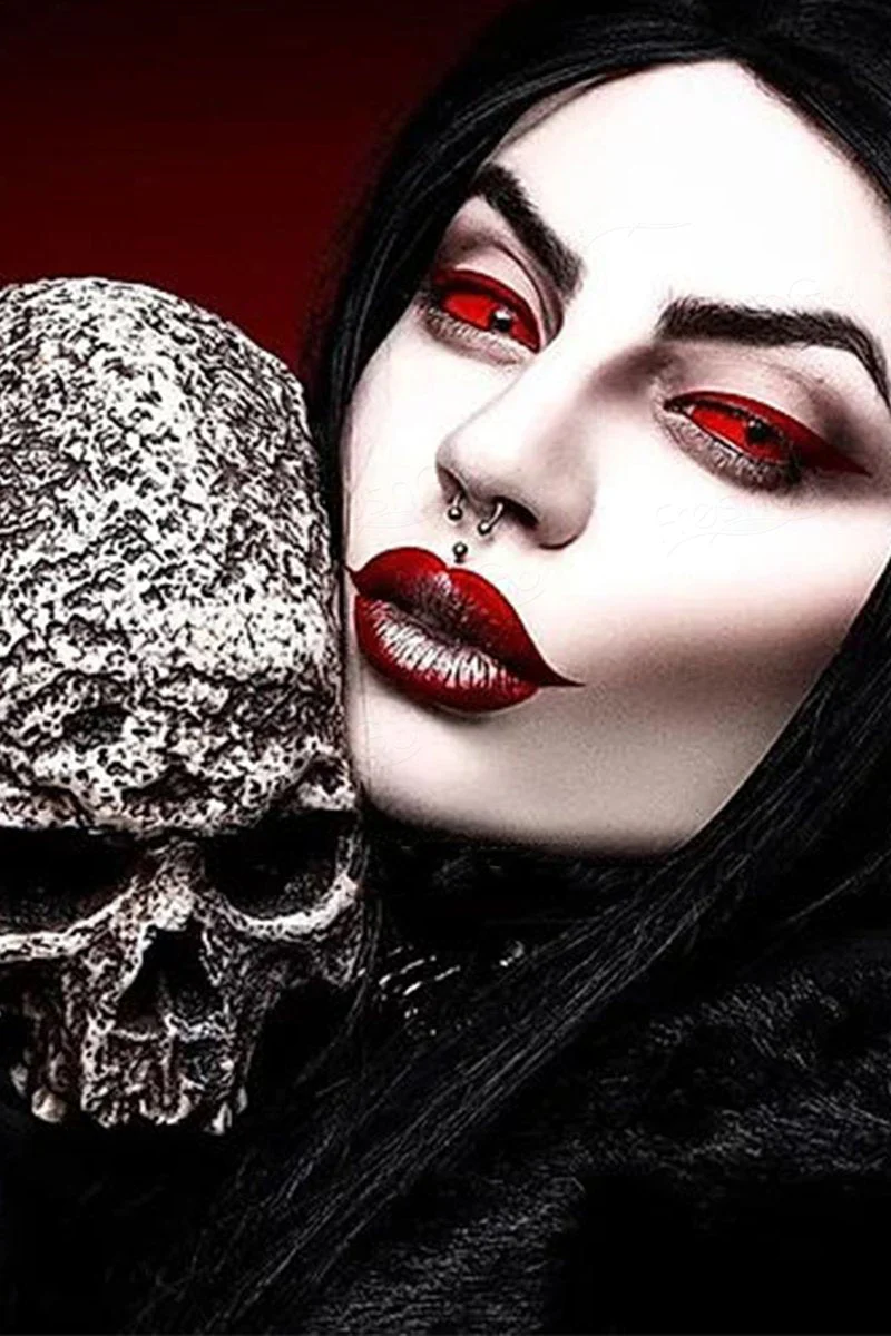 Halloween 22mm Red Sclera Colored Contact Lenses - Feixum