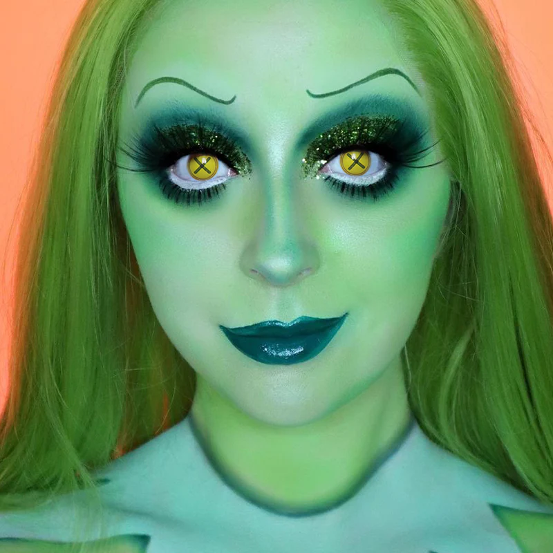 Halloween ButtonEyeGreen Colored Contact Lenses - Feixum