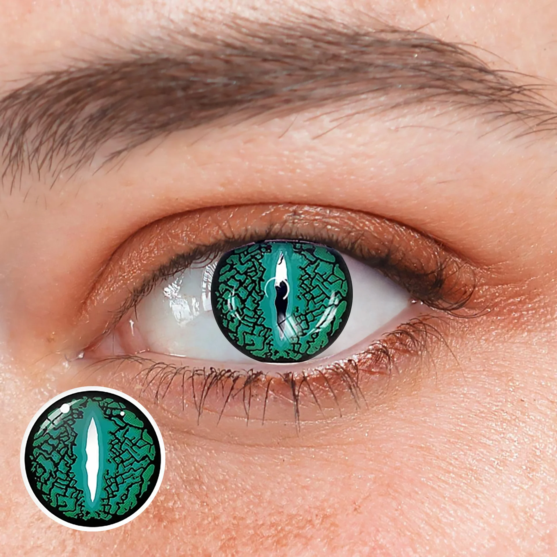 Halloween LizardEye Green Colored Contact Lenses - Feixum