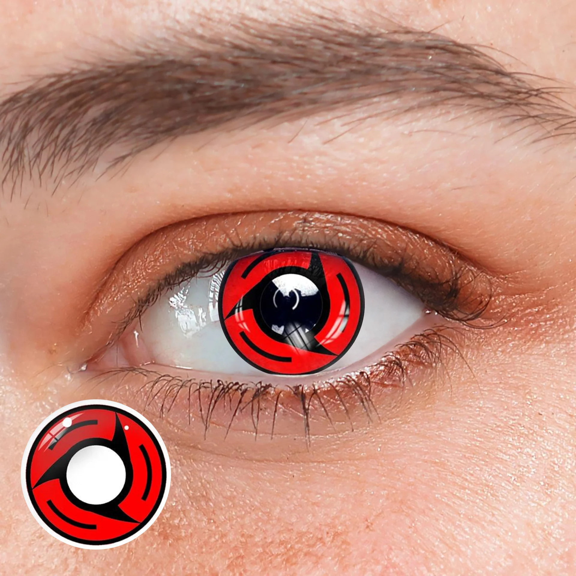 Cosplay Sharingan Bladed Red Colored Contact Lenses - Feixum