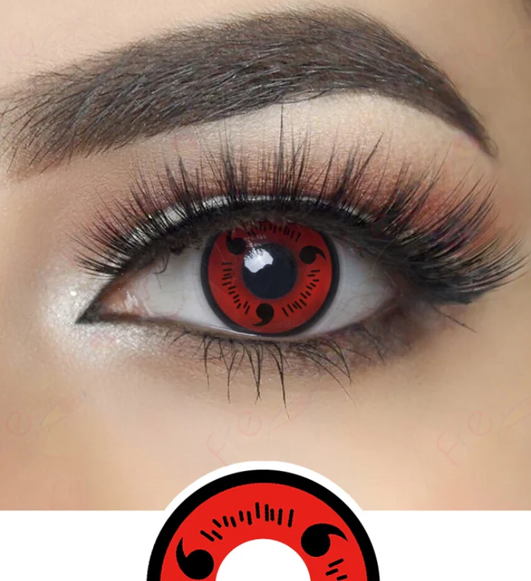 Cosplay Naruto Red Sasuke Sharingan Prescription Colored Contact Lenses - Feixum