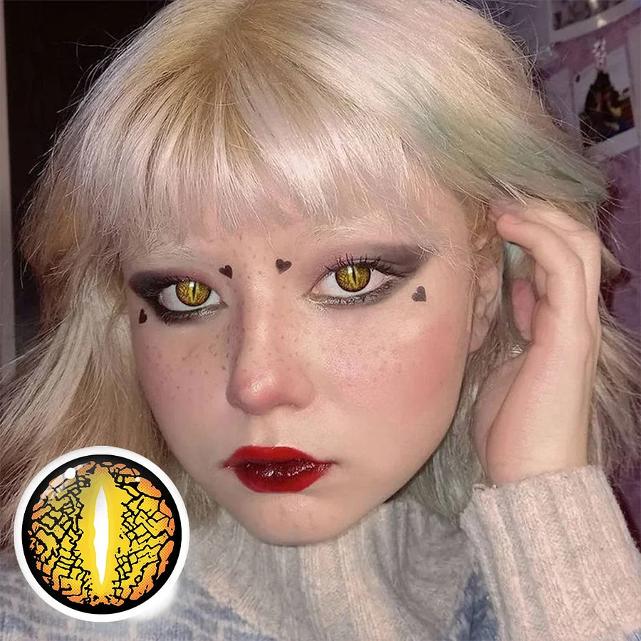 Halloween LizardEye Brown Colored Contact Lenses - Feixum