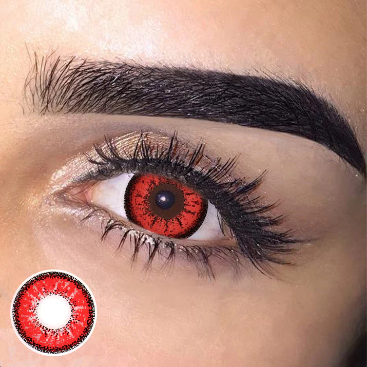 Cosplay ICE Red Prescription Colored Contact Lenses - Feixum