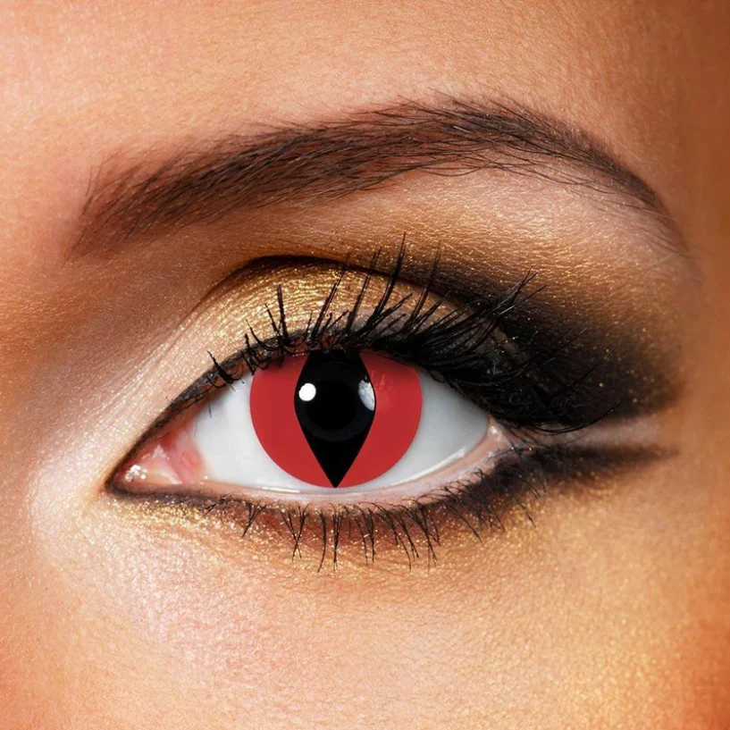 Cosplay Cat Eyes Red Colored Contact Lenses - Feixum