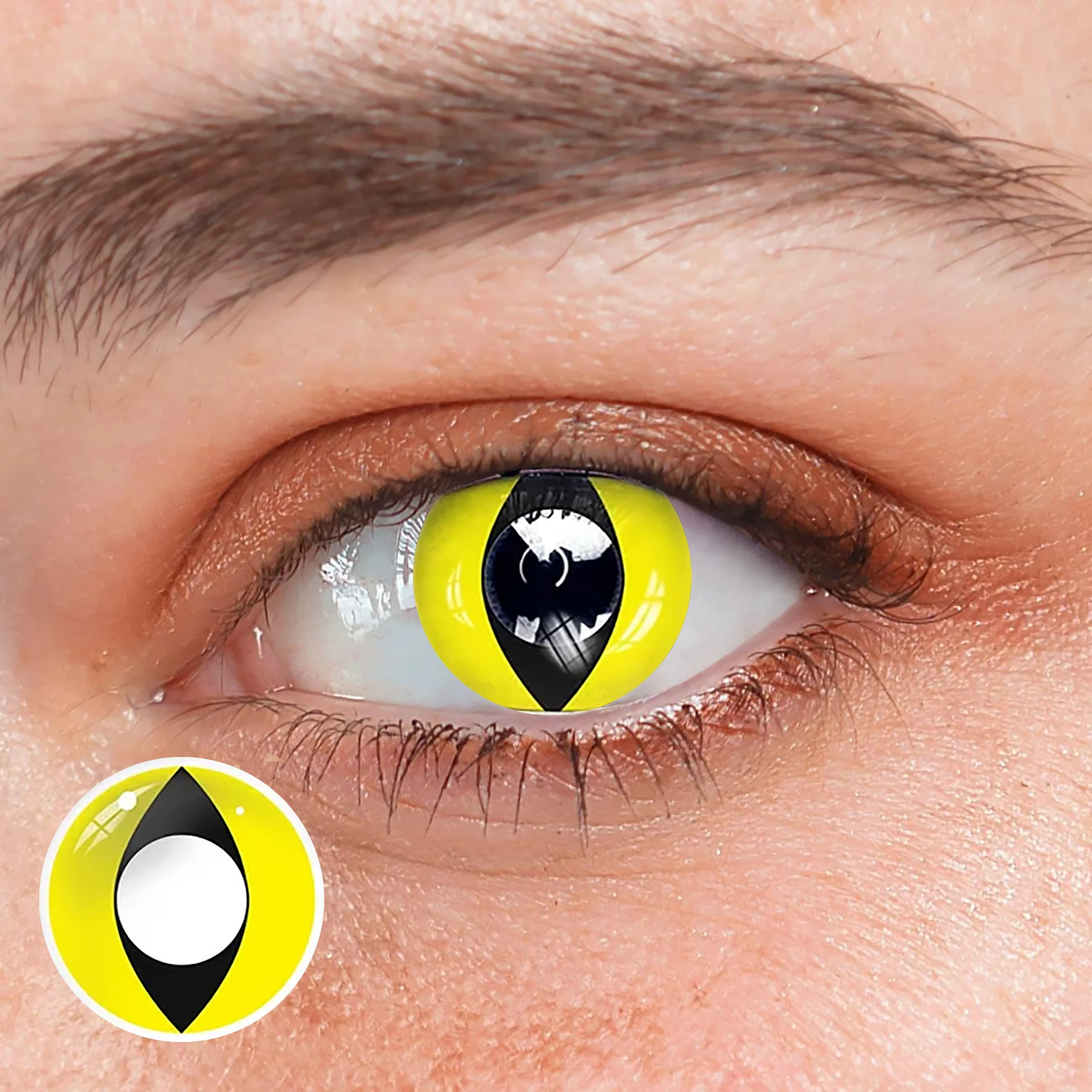 Halloween cat eye yellow Prescription Colored Contact Lenses - Feixum