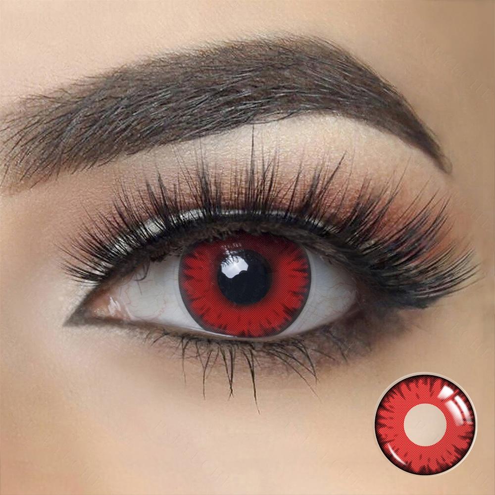 Cosplay Lucifer's Eye Red Prescription Colored Contact Lenses - Feixum