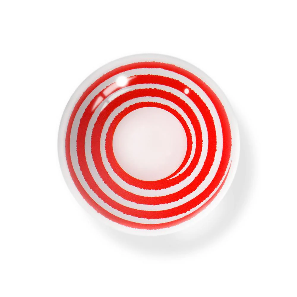 Cosplay Circle Line Curl Red White Colored Contact Lenses - Feixum