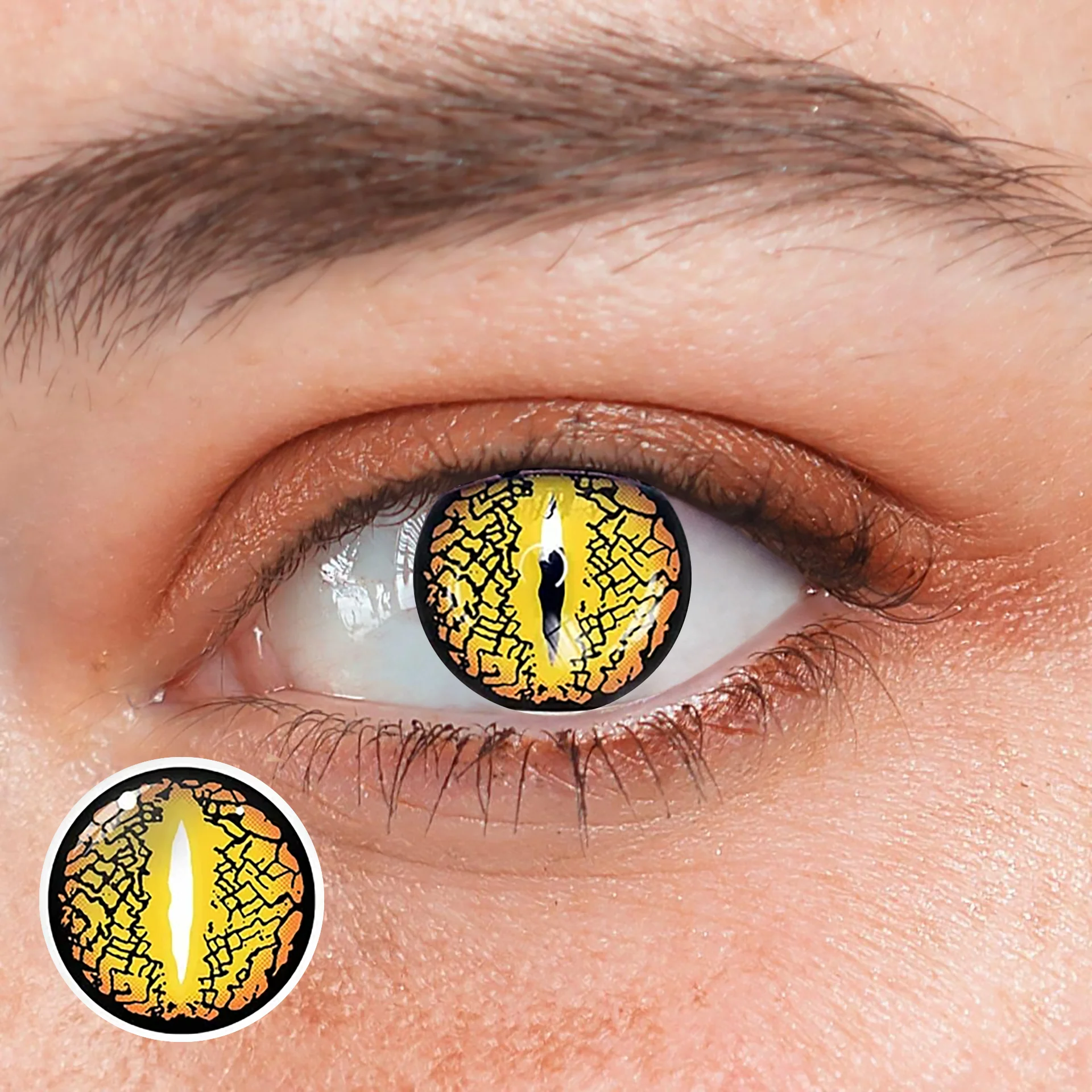 Halloween LizardEye Brown Colored Contact Lenses - Feixum