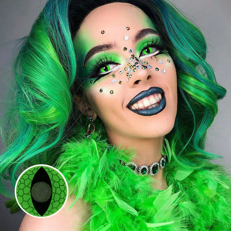 Cosplay Cat eyes snake eyes green Colored Contact Lenses - Feixum
