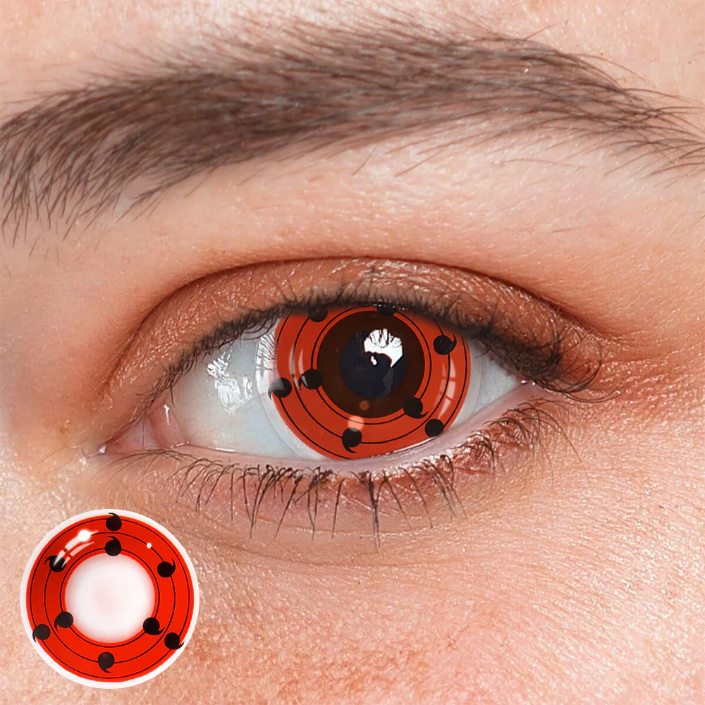 Cosplay NARUTO Innegan Red Prescription Colored Contact Lenses - Feixum