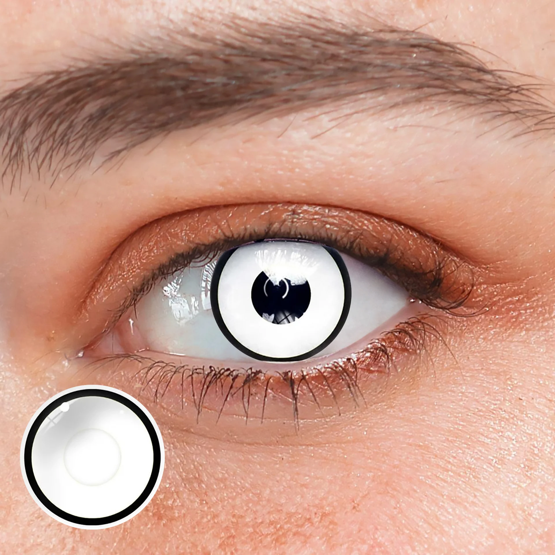 Halloween Cosplay White Manson Prescription Colored Contact Lenses - Feixum