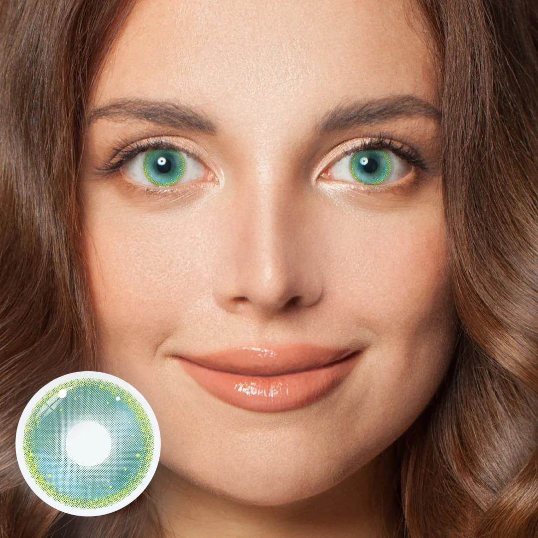 Cosplay Gold Rim Green Colored Contact Lenses - Feixum