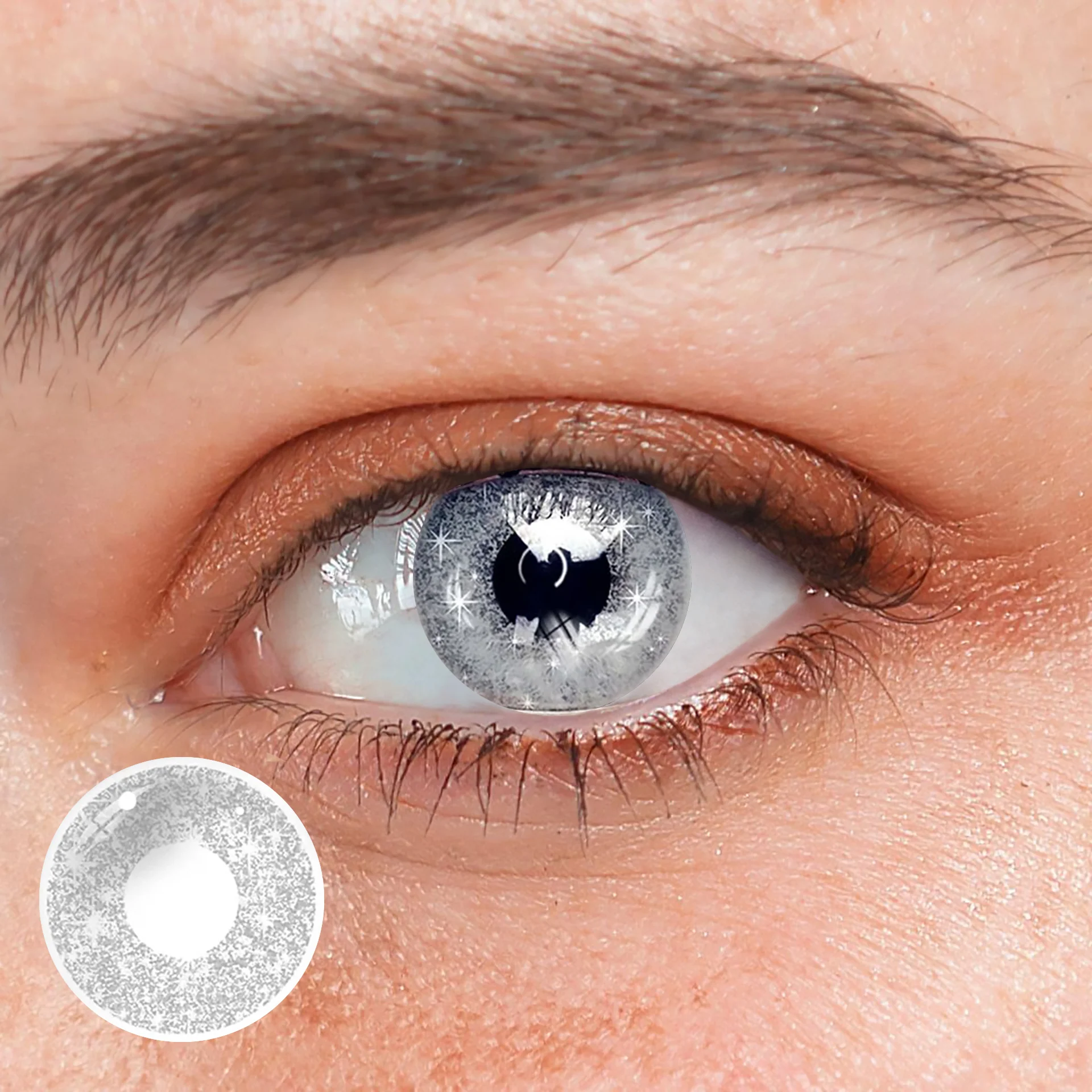 Halloween Blinking Blink Gray Colored Contact Lenses - Feixum