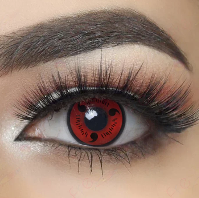 Cosplay Naruto Red Sasuke Sharingan Prescription Colored Contact Lenses - Feixum