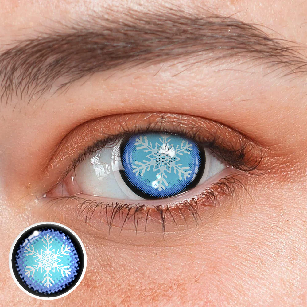 Cosplay Snow Flake Blue Colored Contact Lenses - Feixum