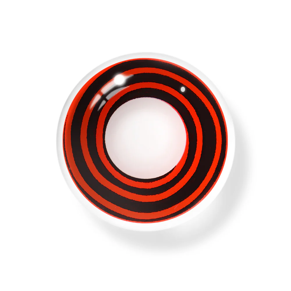 Cosplay Circle Line Curl Red Black Colored Contact Lenses - Feixum