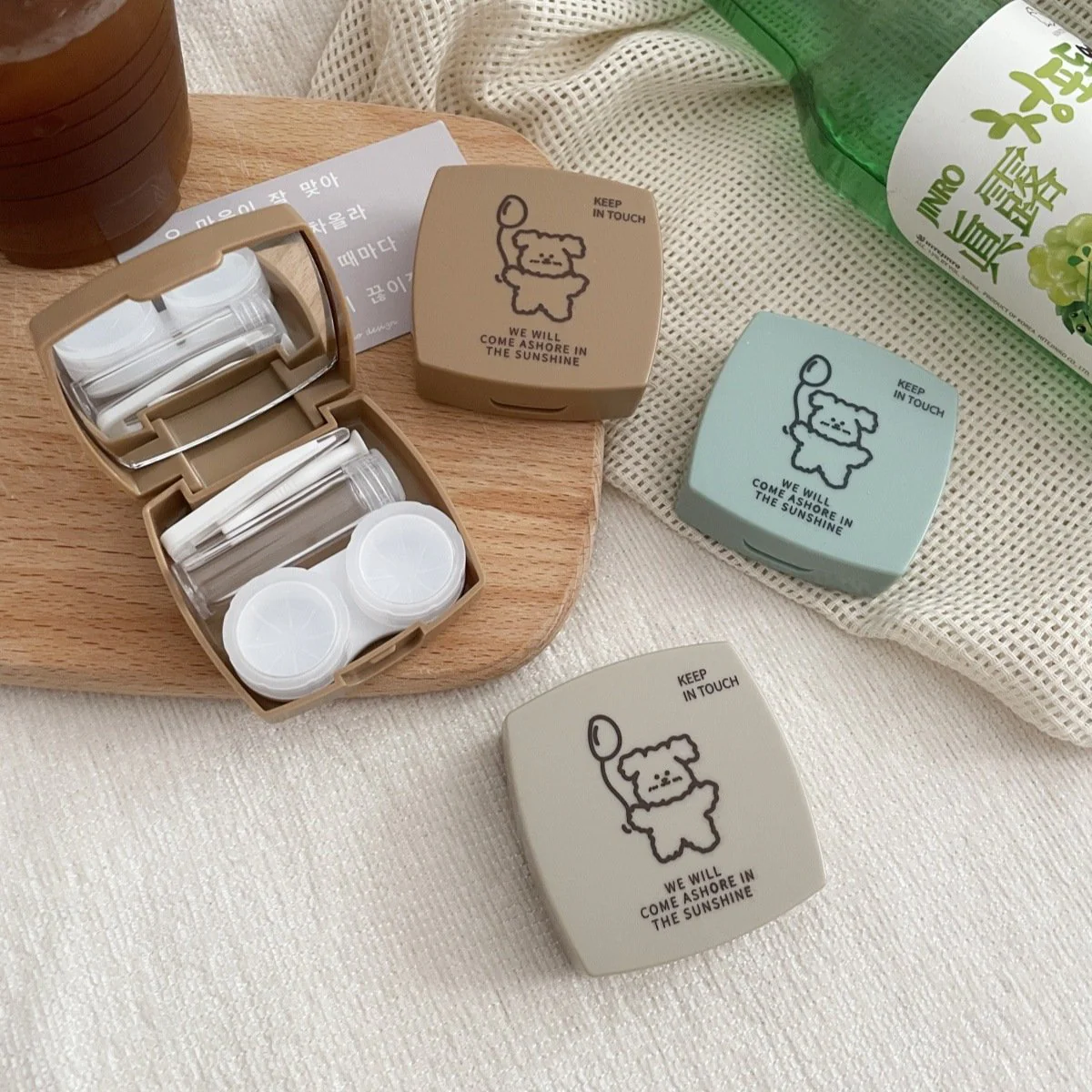 Balloon Line Puppy Colored Contact Lens Case - Feixum