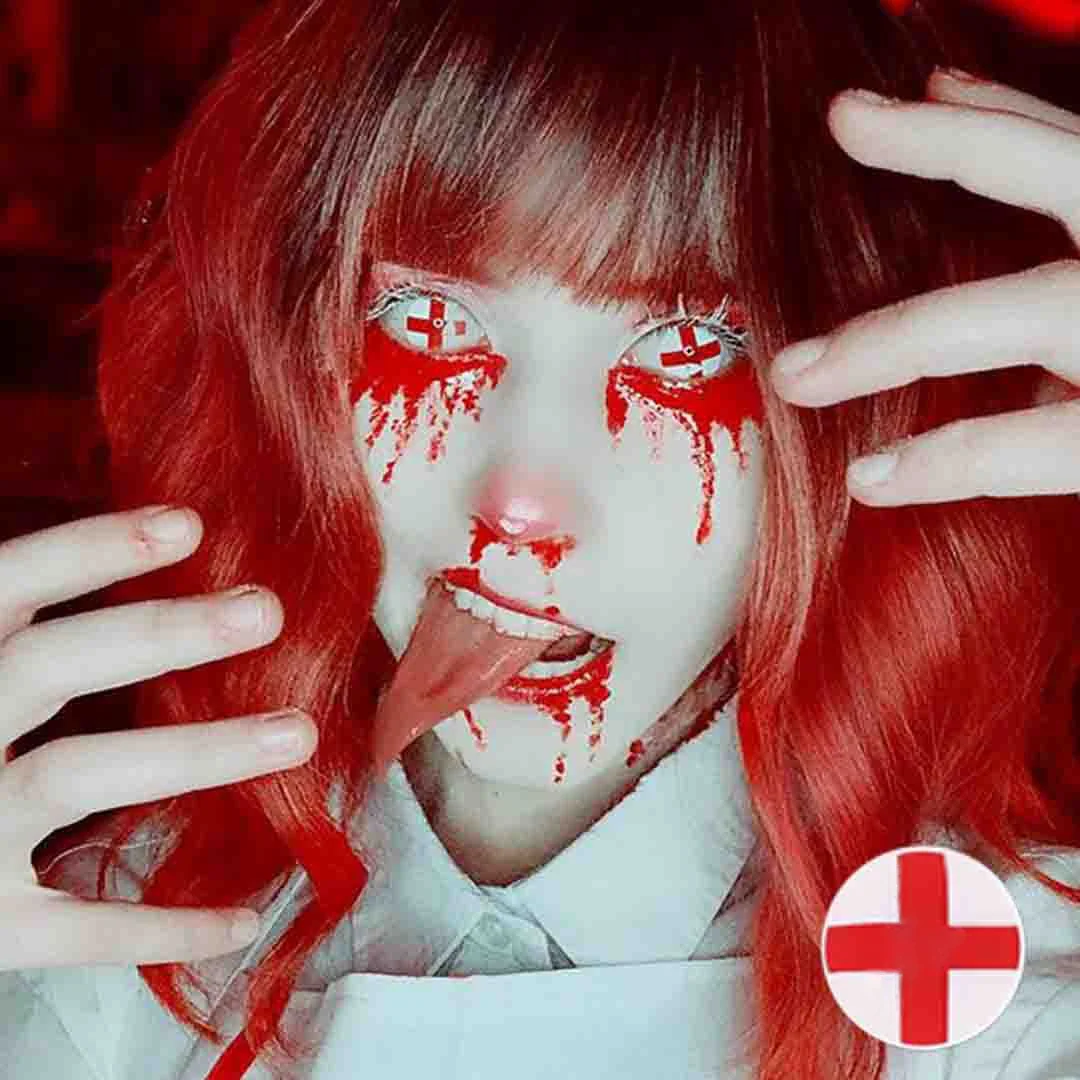Cosplay Red cross Colored Contact Lenses - Feixum
