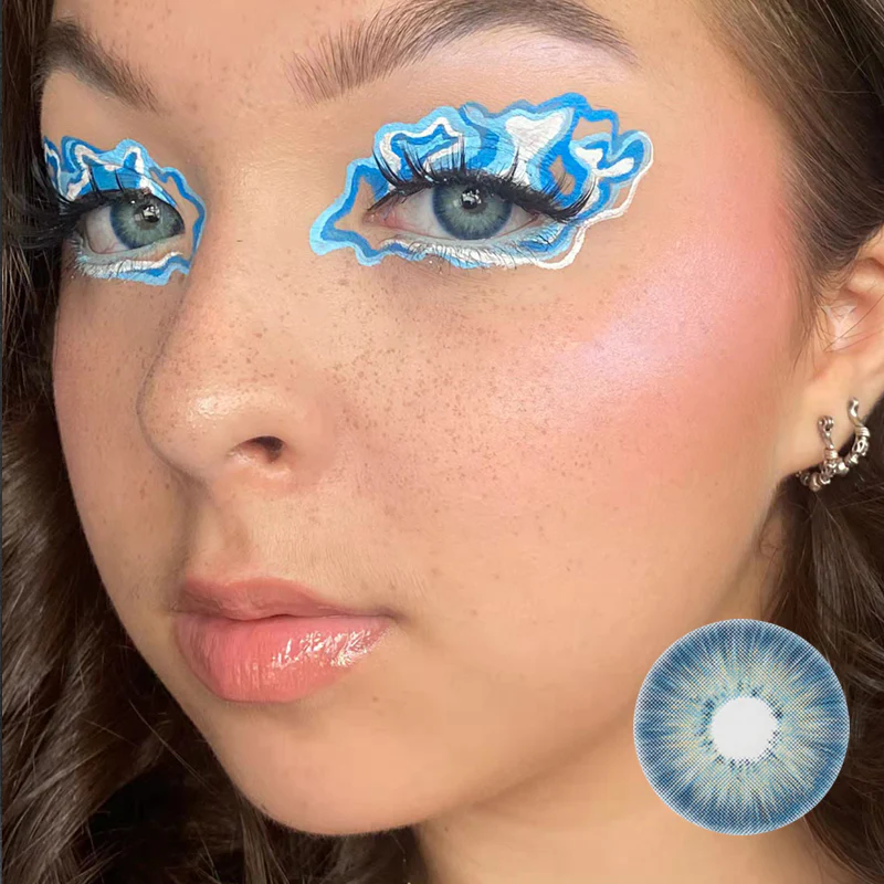 Amazonia Antarctic Blue Prescription Colored Contact Lenses - Feixum