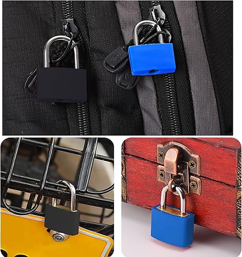 2 Stück Kofferschloss,Schlösser mit Schlüssel,Koffer Schlösser,Kofferschloss mit Schlüssel,Kofferschlösser,Schloss für Koffer,Kleines Vorhängeschloss,für Reisekoffer,Schließfächer (Blau+Schwarz) - Feixum