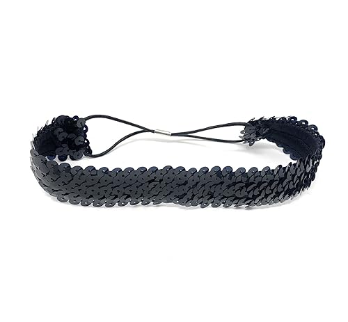 Goldfarbenes Damen-Kostüm-Stirnband aus Polyester mit Pailletten, 38 x 4,5 cm - Feixum