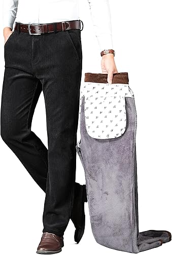ziilay Cordhose Herren Winter Gefüttert mit Fleece Stretch Kord Anzughose Kordhose Schneehose Winterhose - Feixum