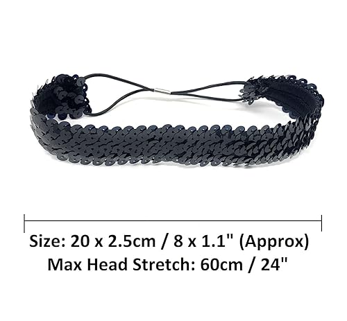 Goldfarbenes Damen-Kostüm-Stirnband aus Polyester mit Pailletten, 38 x 4,5 cm - Feixum