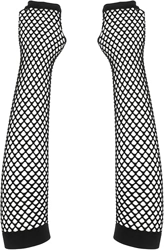 Piriuuo Damen Lange Netzhandschuhe, Schwarze Lange Netzhandschuhe für DamenHandschuhe Netz Armstulpen für 80er Jahre Verkleidung Kostüm Party Lieferungen Cosplay, Hochzeit, Abendparty, Kostümzubehör - Feixum