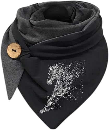 BJJH Outdoor Damen Schal Dreieckschal Lässige Drucken Winterschal Herbstschal mit Knopf Baumwolle Weicher Wrap Wickelschal Nackenschutz - Feixum