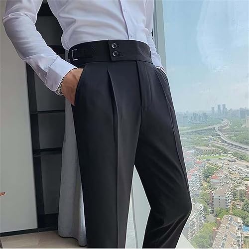 Business Hose Herren Anzughose mit Hohem Bund Geradem Bein Freizeithose Einfarbige Elegante Hose Anzug Hosen Fashion Gerade Chino Hose Stretch Glatt Bügelfreie Hose Lässig Männer Stoffhose - Feixum