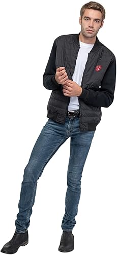 Rolling Stones The Quilted Jacke Classic Tongue Band Logo Offizielles Schwarz Unisex - Feixum