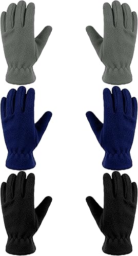 Geyoga 3 Paar Kinder Vlies Handschuhe Vollfinger Fäustlinge für Jungen Mädchen - Feixum