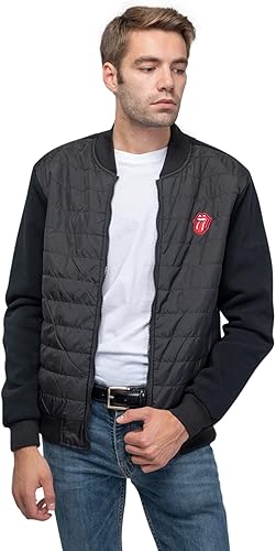 Rolling Stones The Quilted Jacke Classic Tongue Band Logo Offizielles Schwarz Unisex - Feixum