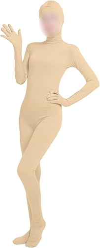 lucky baby store Zentai-Kostüm, Ganzkörper-Body mit offenem Gesicht, Elastan, für Mädchen und Damen, nude, XXXL - Feixum