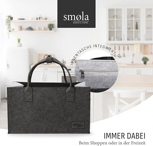smøla Filztasche - Einkaufstasche groß & faltbar I Shopper Damen Tragetasche - Henkeltasche Markttasche Shopping Bag, Filz Tasche - Feixum